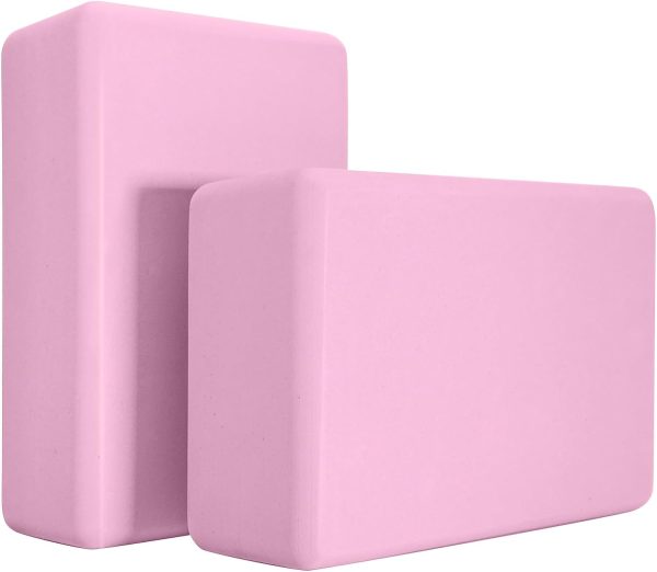 Yoga Blocks 2 Pack, Premium Yoga Brick Foam Blocks to Improve Strength, Flexibility & Balance, Light Weight – Safe and Stable Support for Yoga, Pilates, Meditation & Stretching