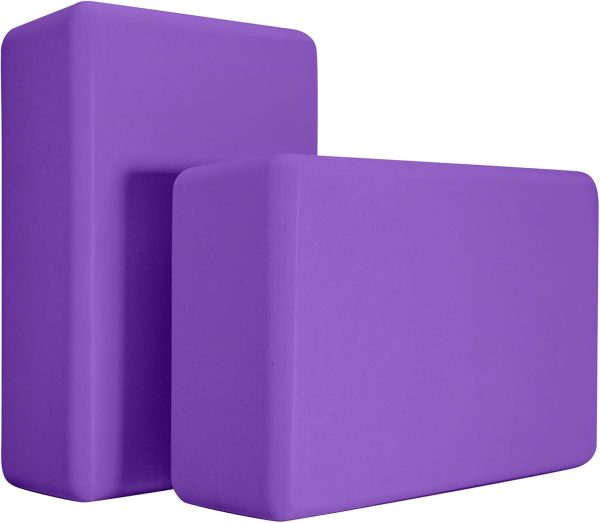 Yoga Blocks 2 Pack, Premium Yoga Brick Foam Blocks to Improve Strength, Flexibility & Balance, Light Weight – Safe and Stable Support for Yoga, Pilates, Meditation & Stretching