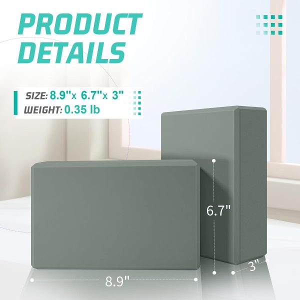 Yoga Block, Yoga Bricks Supportive Latex-Free EVA Foam, Soft Non-Slip Exercise Blocks, Yoga Accessories for Pilates, Meditation, Balance, Stretching and Deep Poses