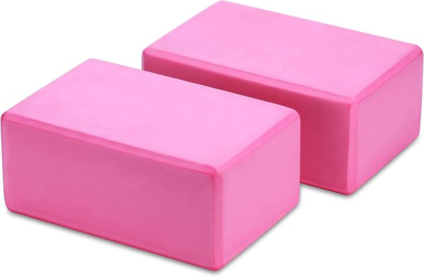 2 High Density Yoga Blocks, 9″x6″x4″ Each, Pair, Multiple Colors