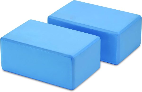 2 High Density Yoga Blocks, 9″x6″x4″ Each, Pair, Multiple Colors