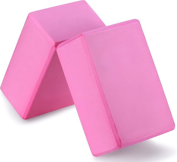 2 High Density Yoga Blocks, 9″x6″x4″ Each, Pair, Multiple Colors
