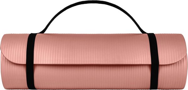 Yoga Mat 1/2″ Thick w/Nylon Strap for Men & Women – Non Slip Exercise Mat for Yoga, Pilates, Stretching, Floor & Fitness Workouts