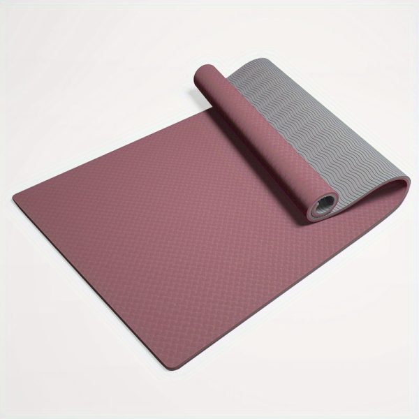 1pc Solid Color Double-sided Non-slip Yoga Mat, Thicken TPE Pilates Mat, Workout Auxiliary Equipment